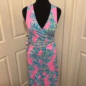 Lilly Pulitzer Misha Pink and Blue Tropical Dress